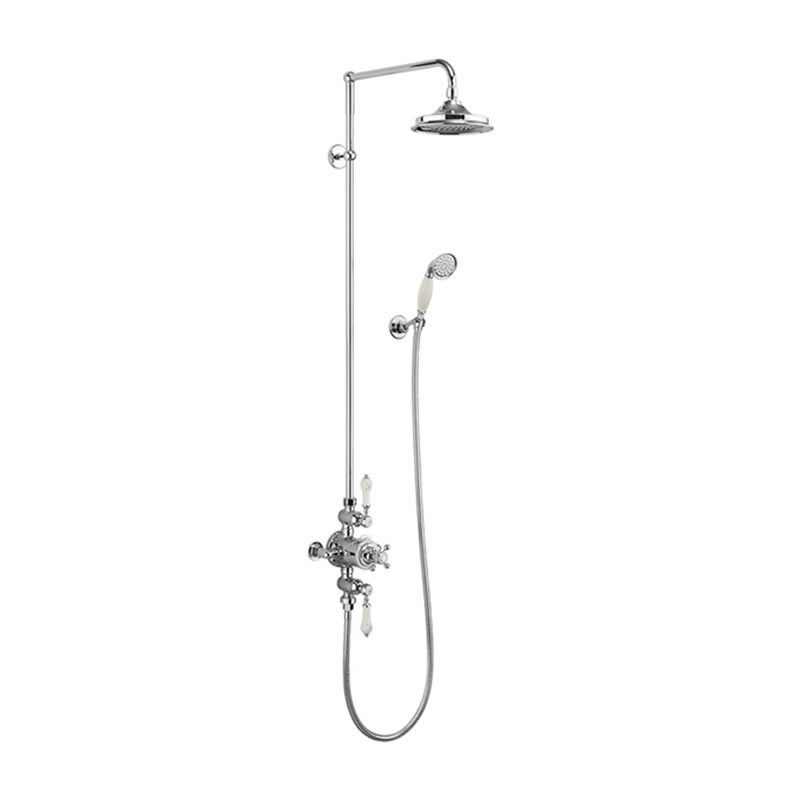 Avon Medici Thermostatic Exposed Shower Valve Two Outlet,Rigid Riser, Swivel Shower Arm, Handset & Holder with Hose with 6 inch rose